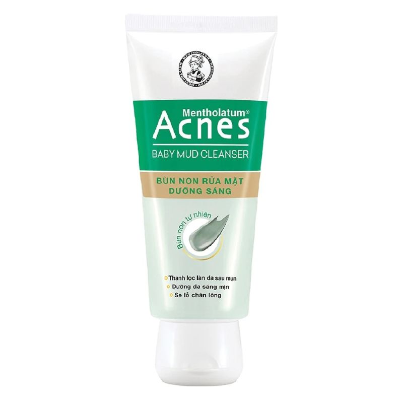 Sữa Rửa Mặt Acnes Bùn Non Giúp Dưỡng Da Sáng Mịn Cho Mọi Loại Da Và Đặc Trị Cho Da Sau Mụn Baby Mud Cleanser 100g