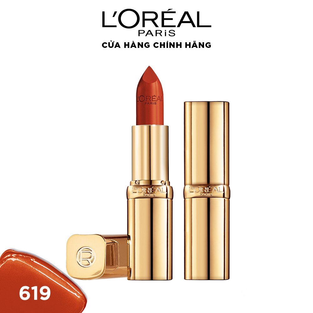Son L'Oreal Paris Color Riche Satin Le Rouge Cao Cấp Mềm Mịn 619 Màu Cam Cháy 3.7g