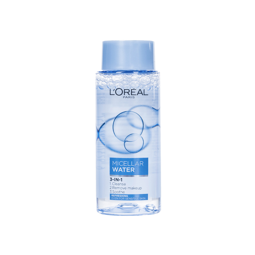 Nước Tẩy Trang L'Oreal Xanh Cho Da Dầu Mụn Làm Sạch Sâu Da Mặt, Mắt, Môi Micellar Water 3-in-1 Deep Cleansing Even For Sensitive Skin 95ml
