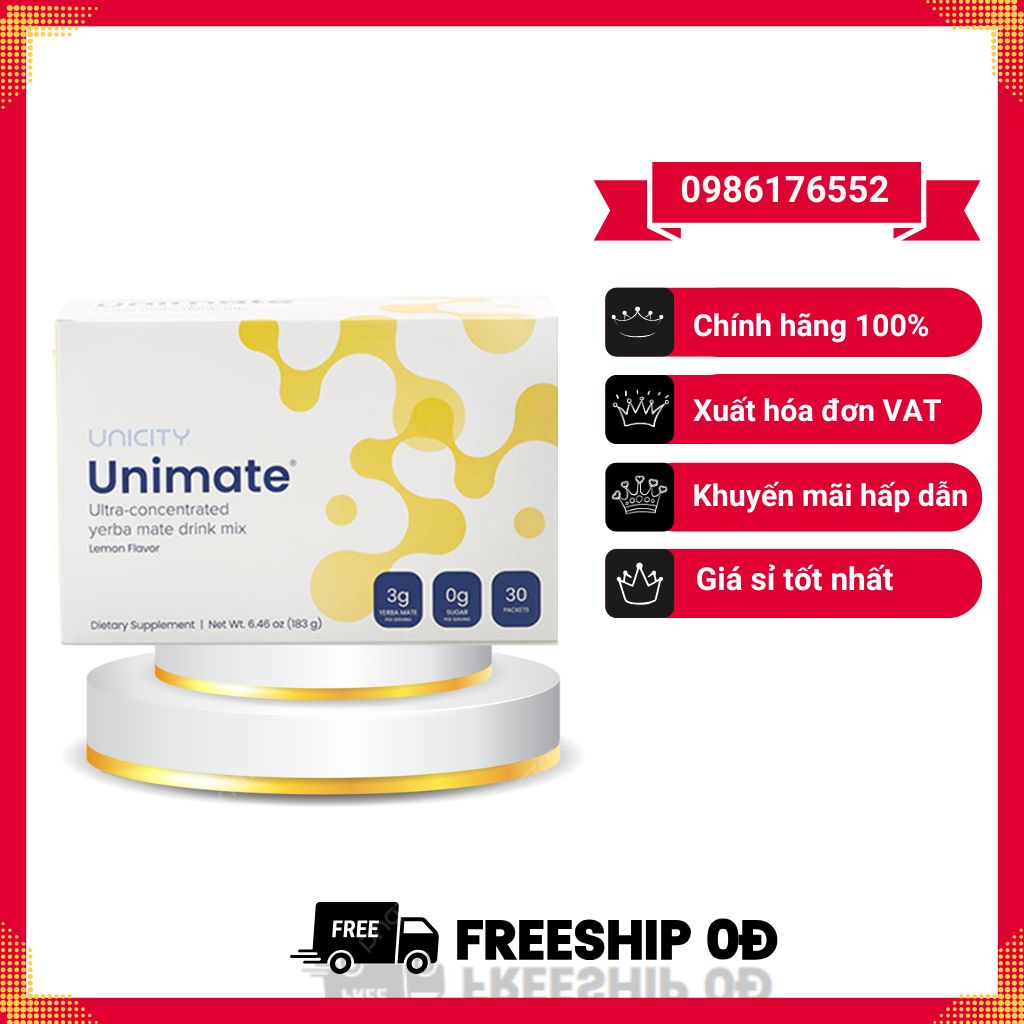 Unimate vị chanh gừng Unimate Lemon Ginger Unicity Hỗ Trợ Tăng Cường Năng Lượng và Chống Lão Hóa